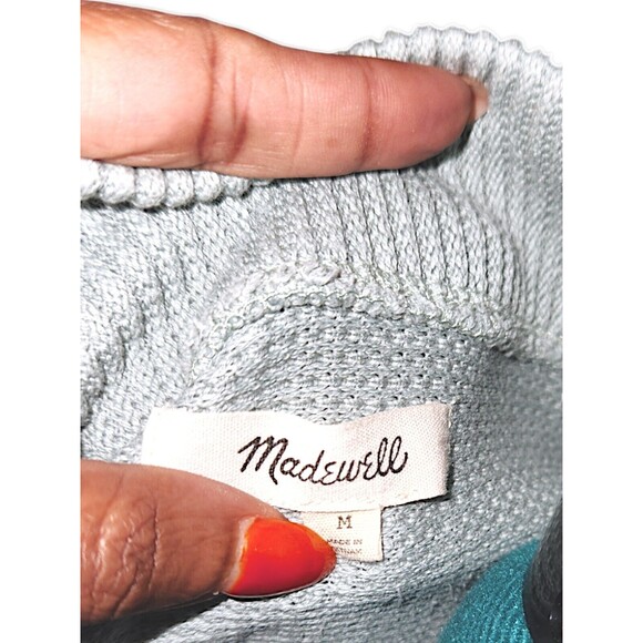 Madewell Funnelneck Drop Shoulder Top Blue Oversized Lagan Look Size M - Picture 3 of 7